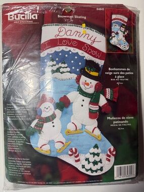Bucilla Snowman Skating Felt Stocking Kit in Red, White, Green, Blue